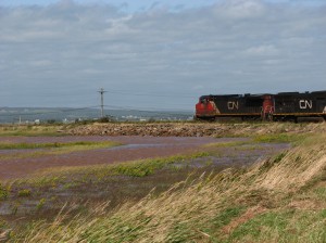 The CN rail line forms part of the dyke system